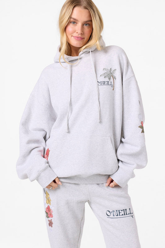 O'Neill Heather Grey Lush Oversized Hoodie Pullover Fleece