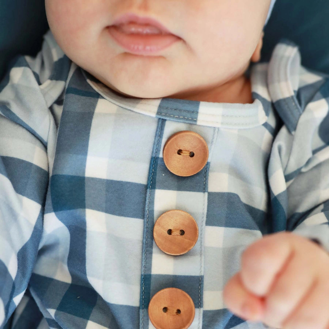 Paxton's Plaid Baby Knot Gown & Hat Set