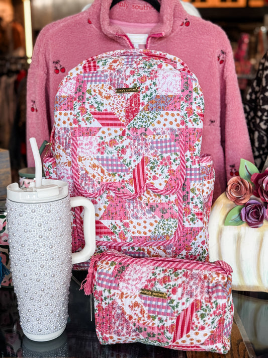 Simply Southern Quilted Backpack Pink Multi Floral