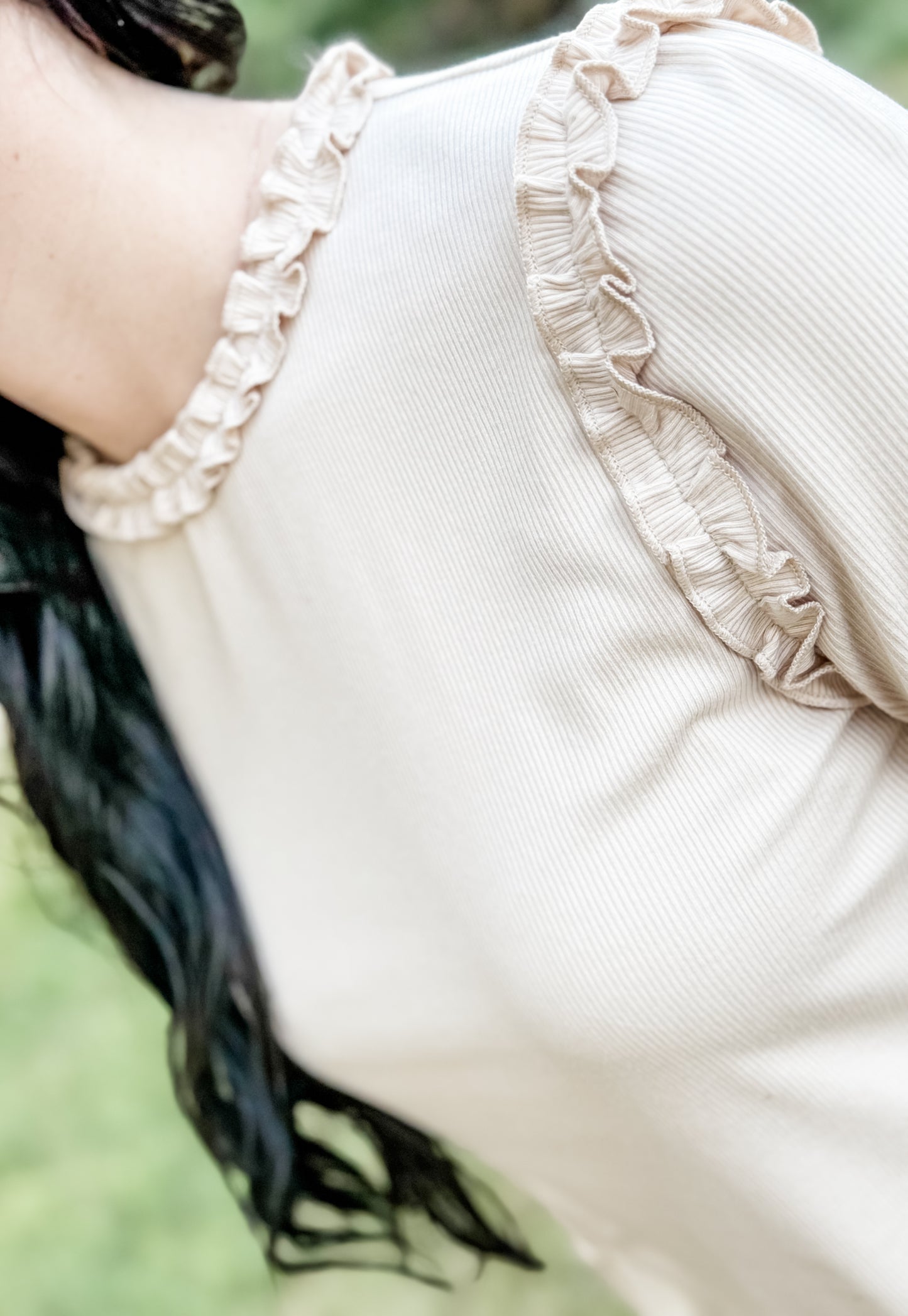 Cream Ruffled Long Sleeve