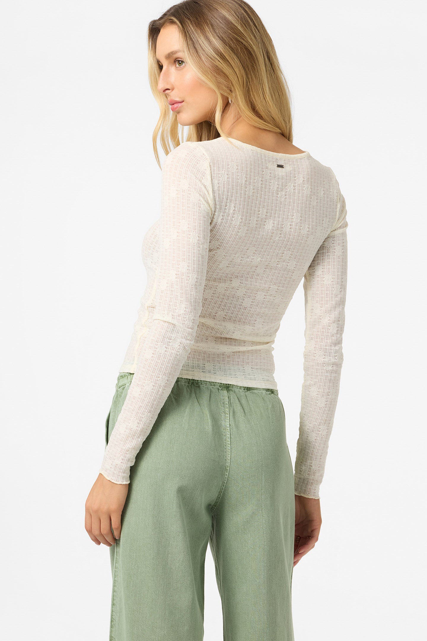 O'Neill Winter White Marliz Lace Top Long Sleeve Top
