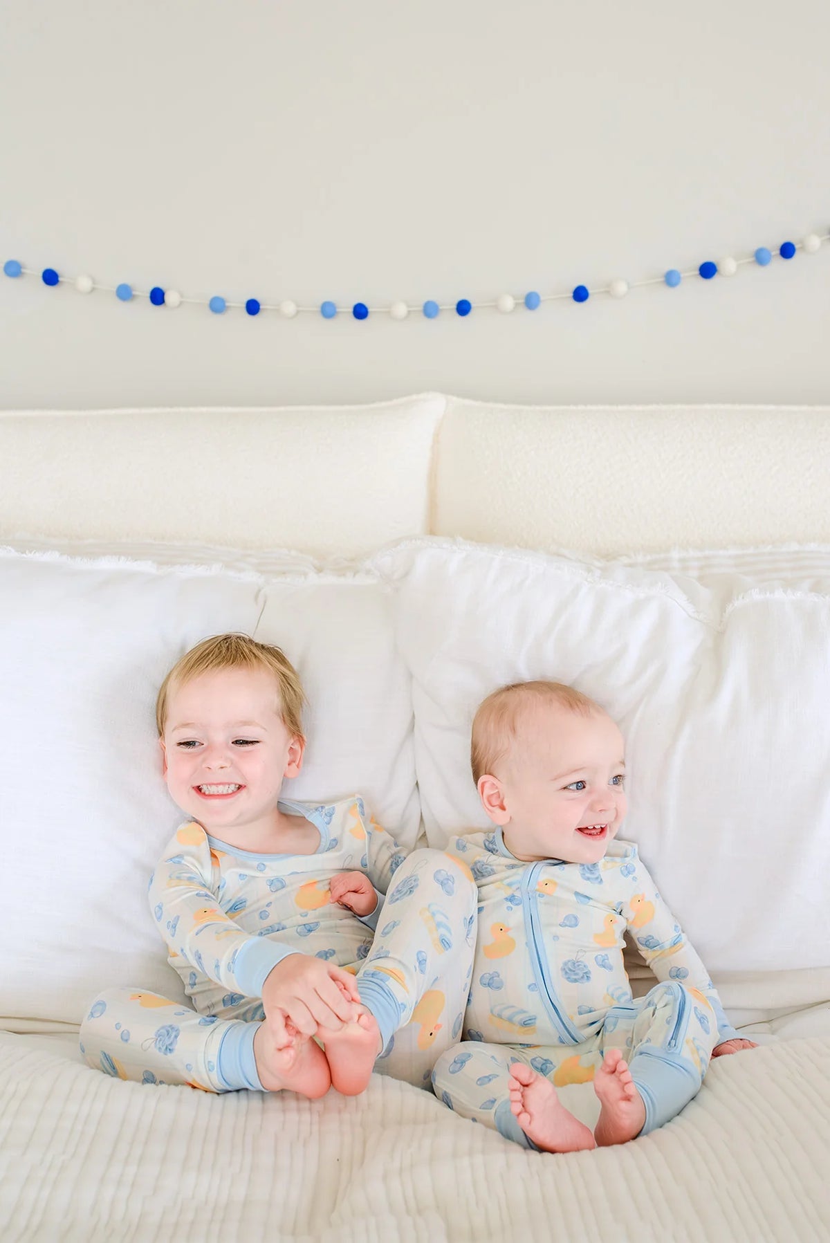 Bubble Duckies Blue Convertible Bamboo Zip Romper | 0-3m