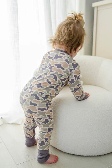 Camo Cutie Convertible Bamboo Zip Romper | 6-12m