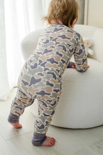 Camo Cutie Convertible Bamboo Zip Romper | 6-12m