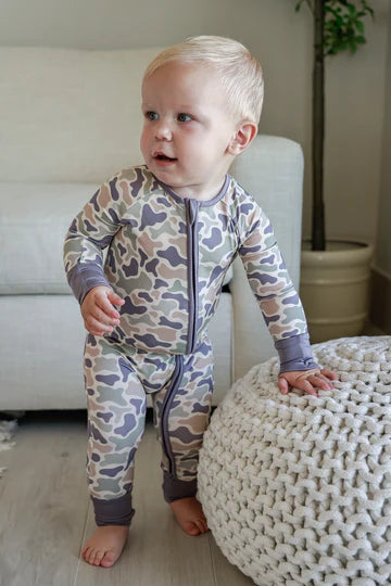 Camo Cutie Convertible Bamboo Zip Romper | 6-12m