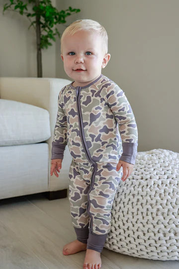 Camo Cutie Convertible Bamboo Zip Romper | 6-12m