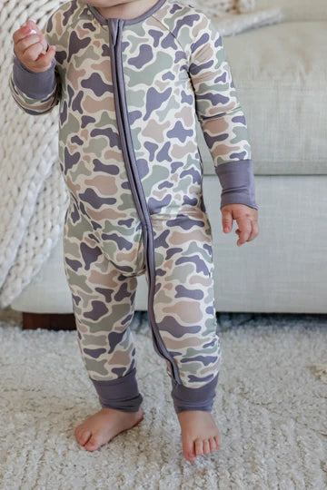 Camo Cutie Convertible Bamboo Zip Romper | 3-6m