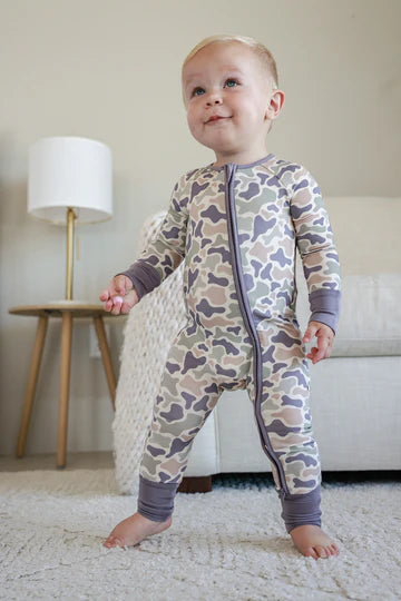 Camo Cutie Convertible Bamboo Zip Romper | 3-6m