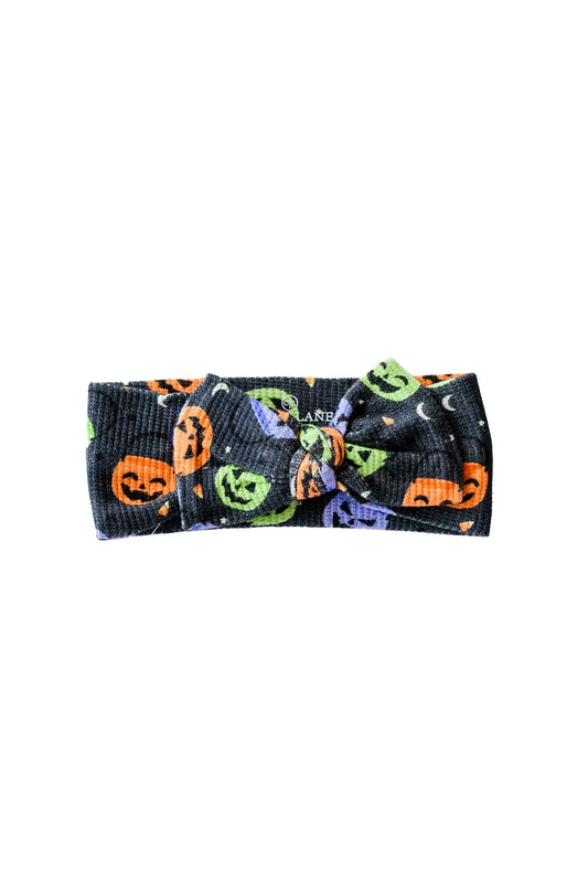 Halloween Bamboo Waffle Knit Large Bow Headwrap | Candy Crawl