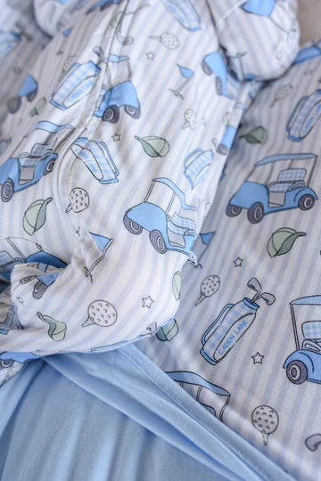 Caddie Crew Blue Bamboo Zipper Footie | 0-3 M