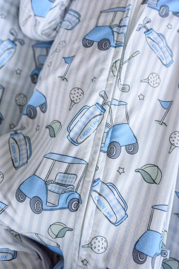 Caddie Crew Blue Bamboo Zipper Footie | 0-3 M