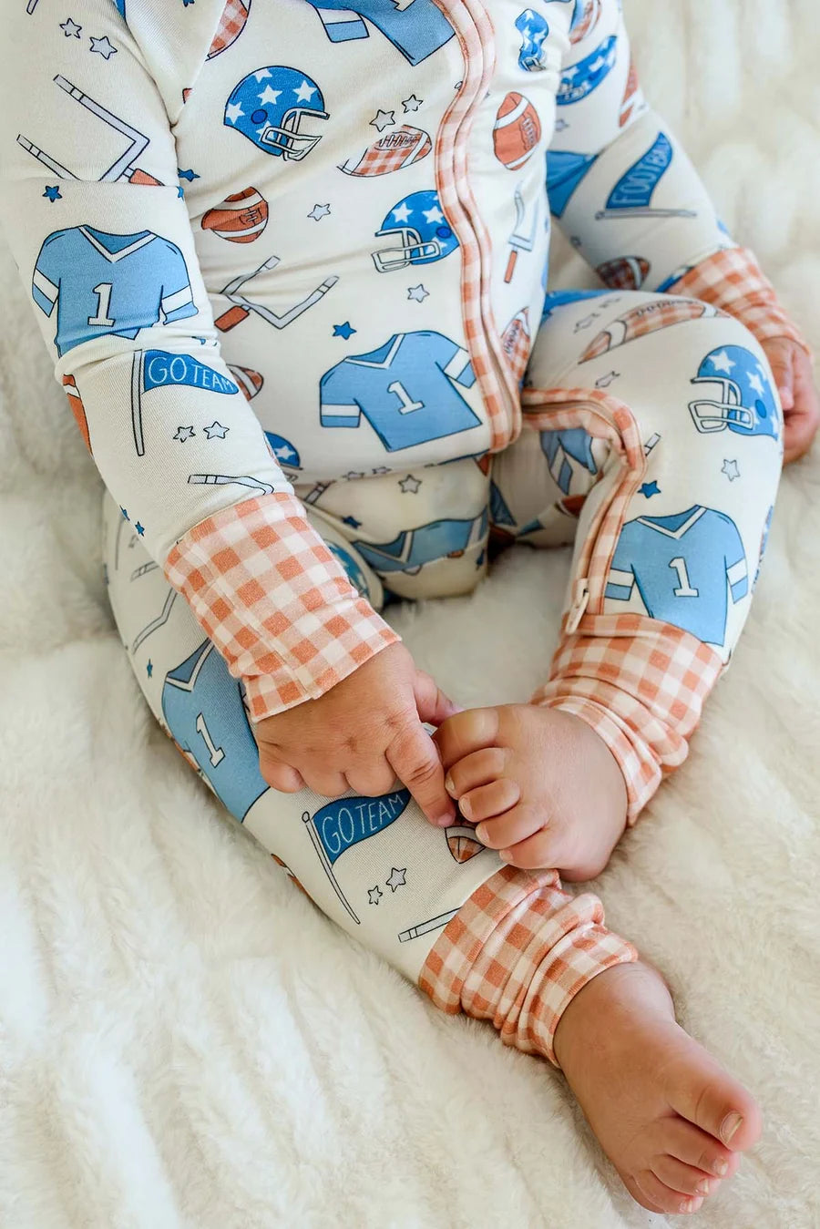 Caden Lane | Convertible Romper Huddles & Cuddles Blue | 6-12 Months