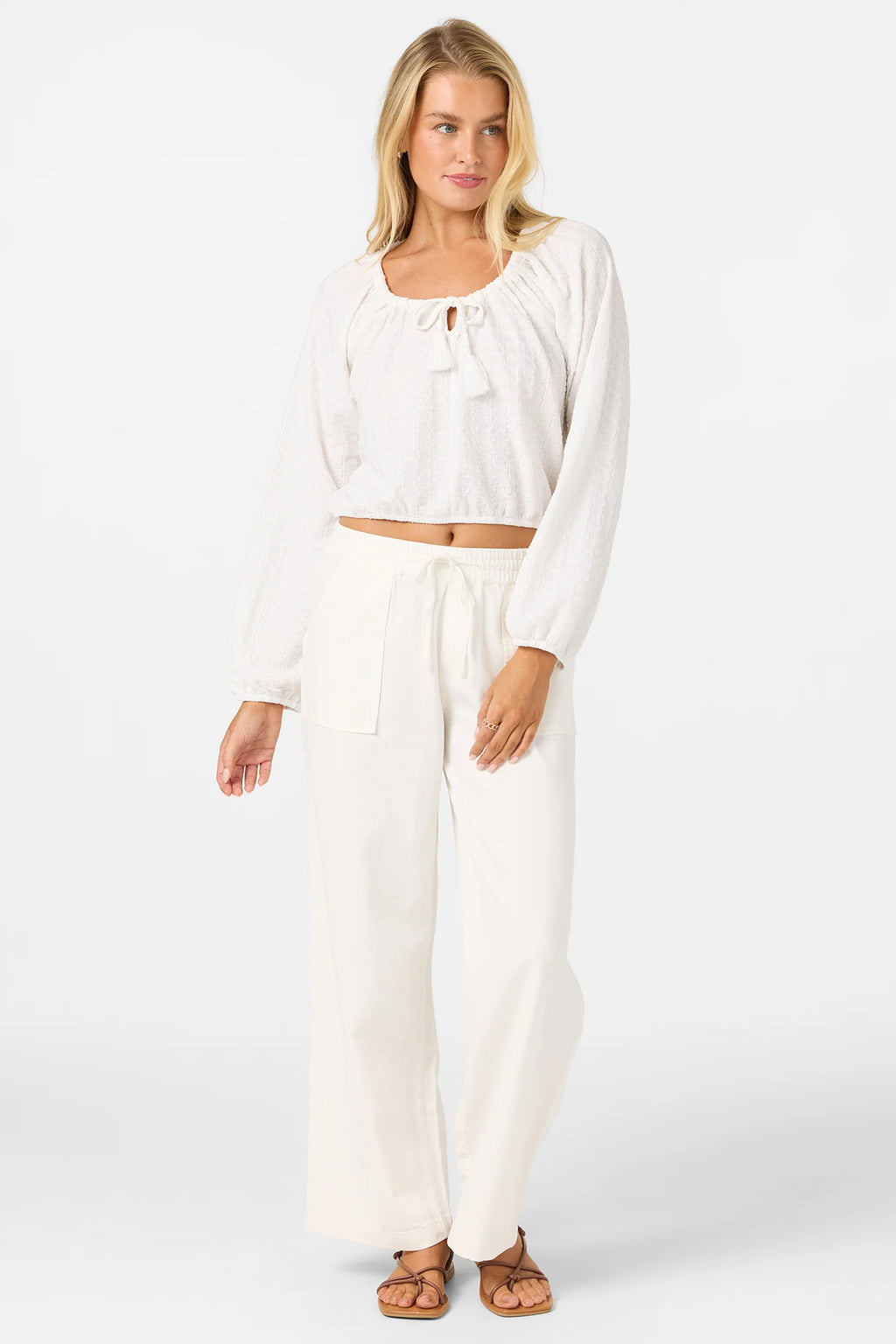 O’Neill Cami Knit Long Sleeve Top- White