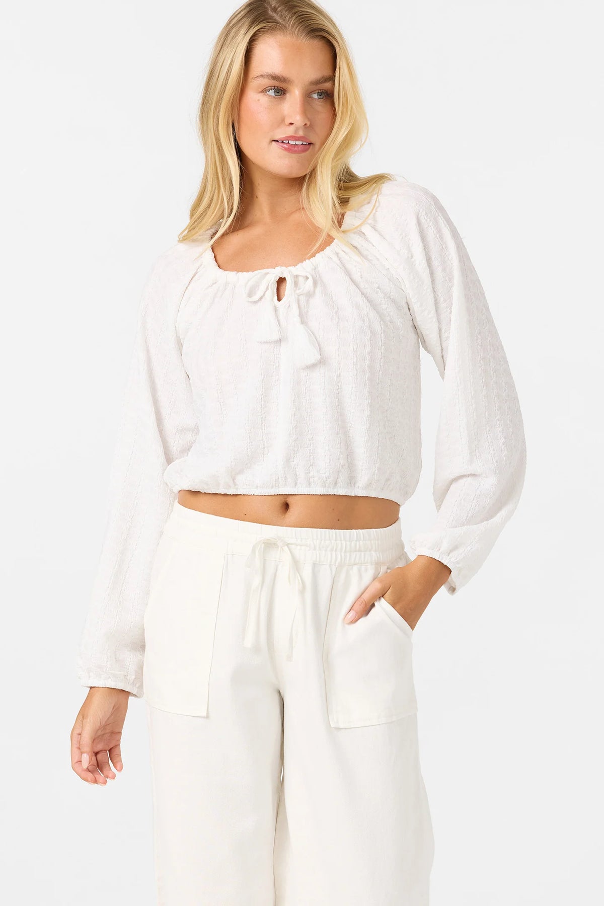 O’Neill Cami Knit Long Sleeve Top- White