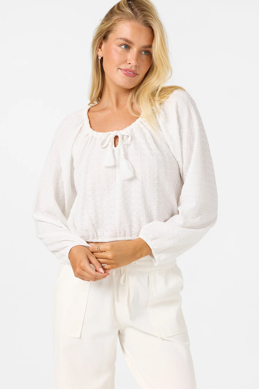 O’Neill Cami Knit Long Sleeve Top- White