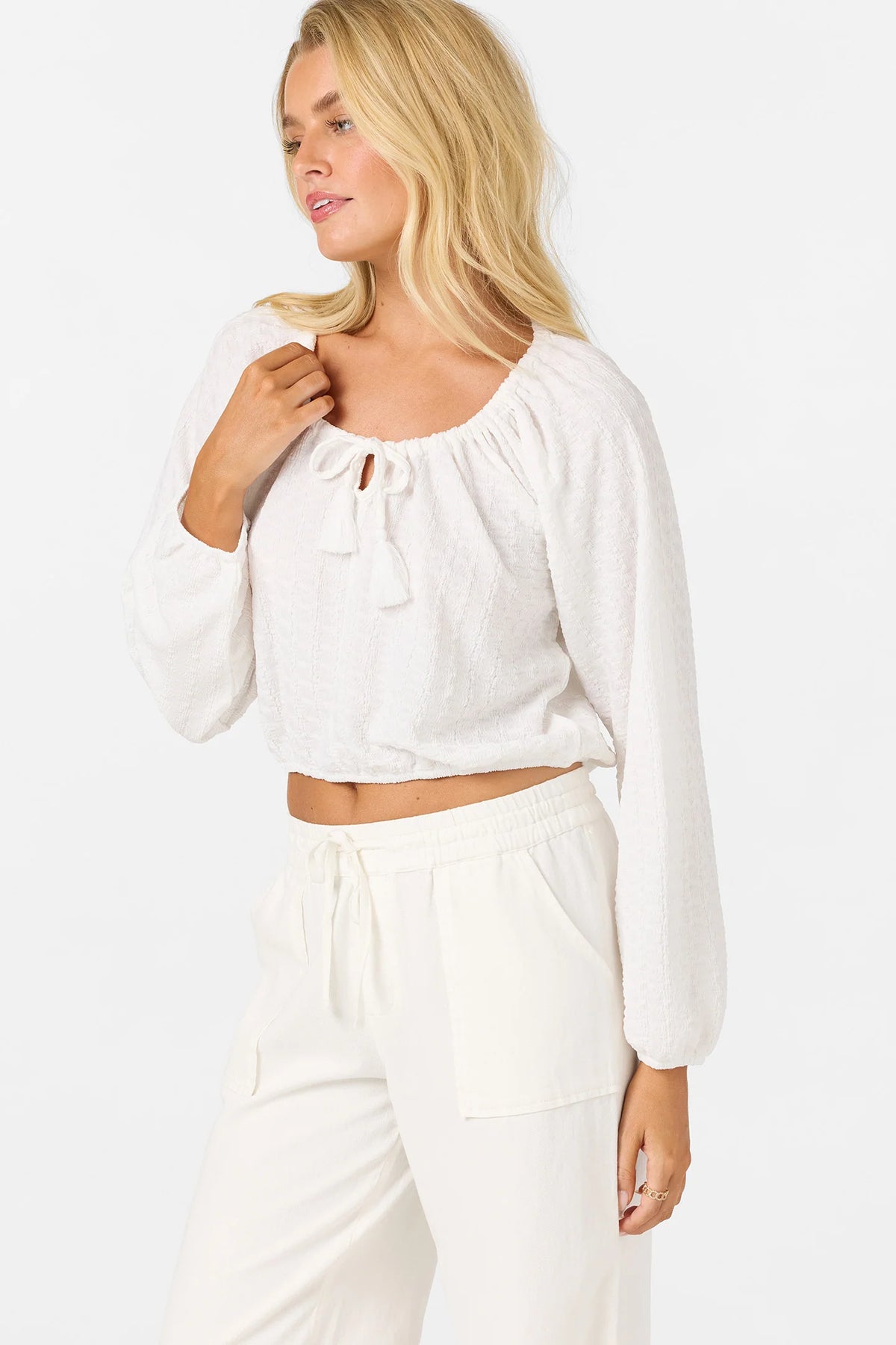O’Neill Cami Knit Long Sleeve Top- White