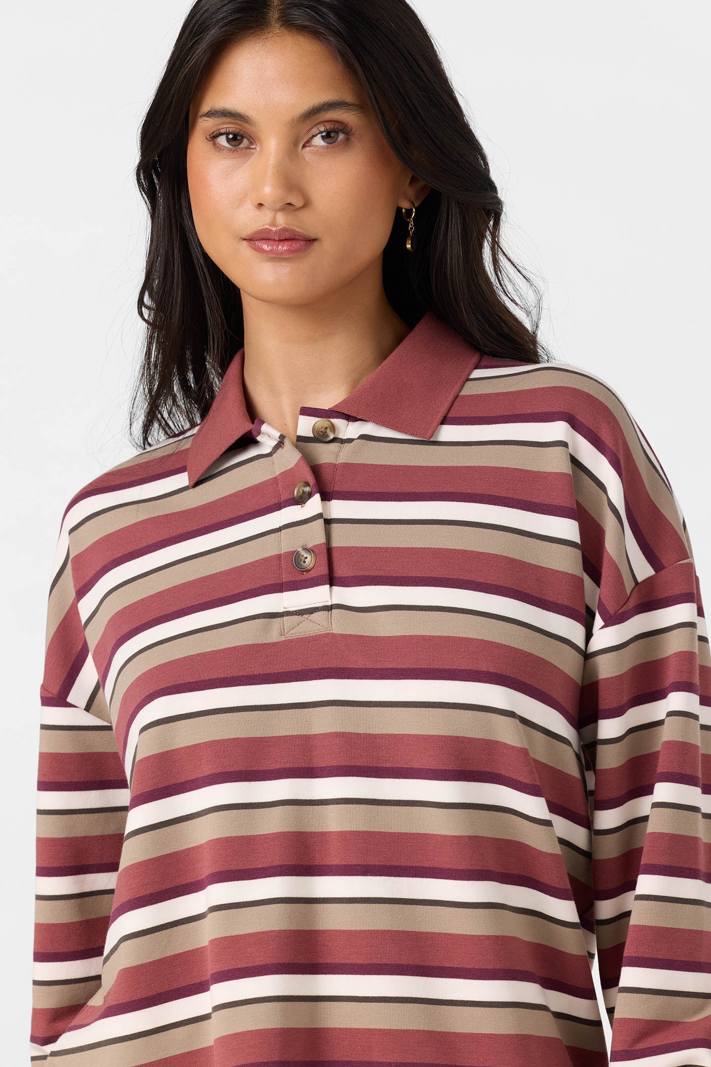 O'Neill O'Riginals Kyra Long Sleeve Crop Polo Top| Apple Butter