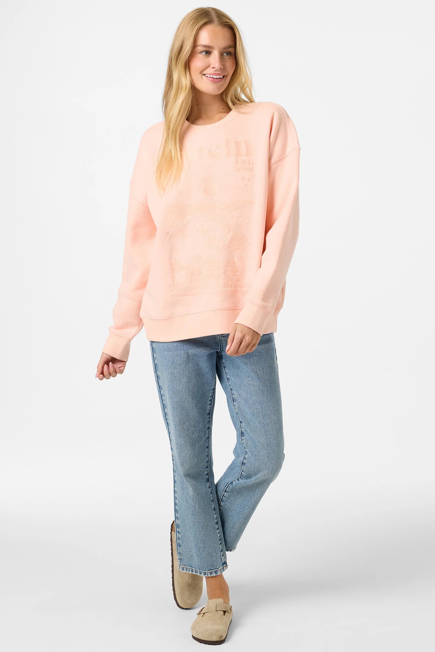 O'Neill Chore Break Oversized Crew Fleece | Peach Light