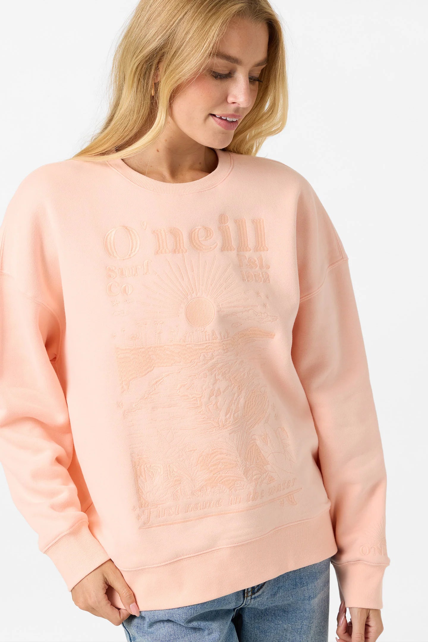 O'Neill Chore Break Oversized Crew Fleece | Peach Light