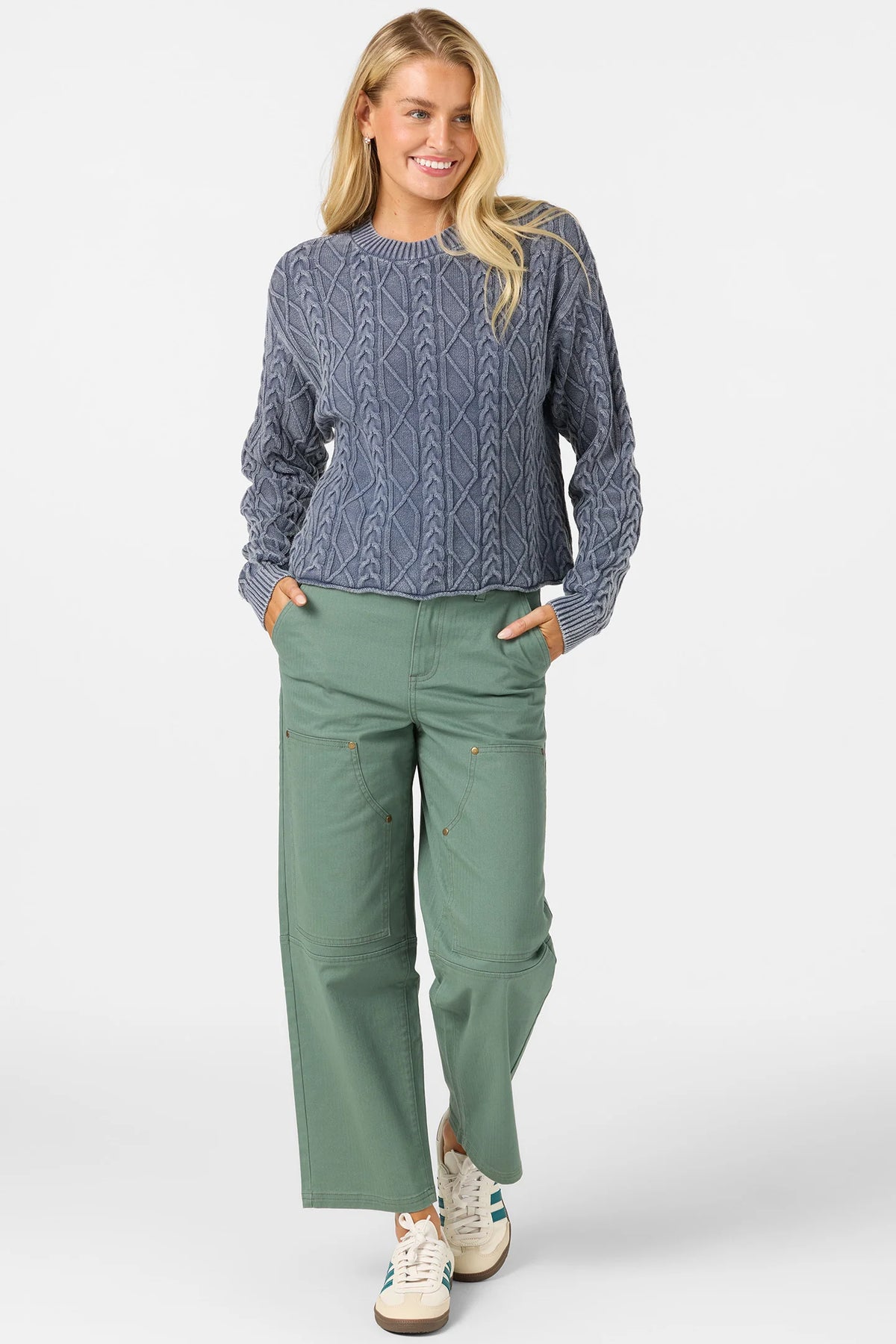 O'Neill O'Riginals Misha Cable Knit Long Sleeve Sweater | Nightshadow Blue