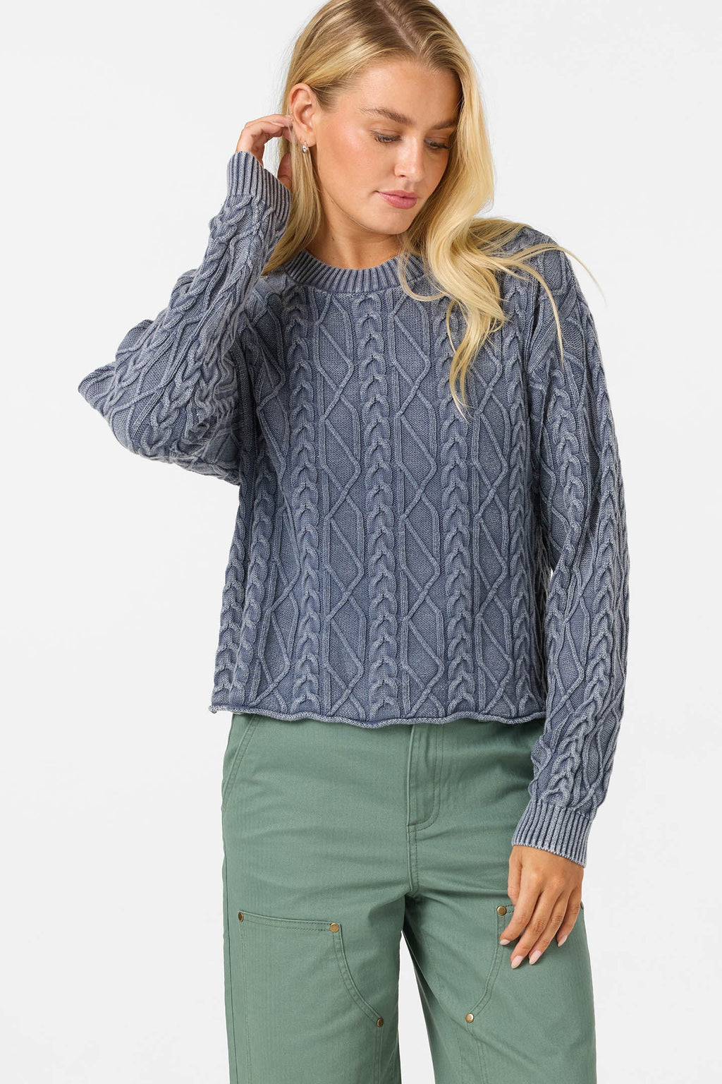 O'Neill O'Riginals Misha Cable Knit Long Sleeve Sweater | Nightshadow Blue