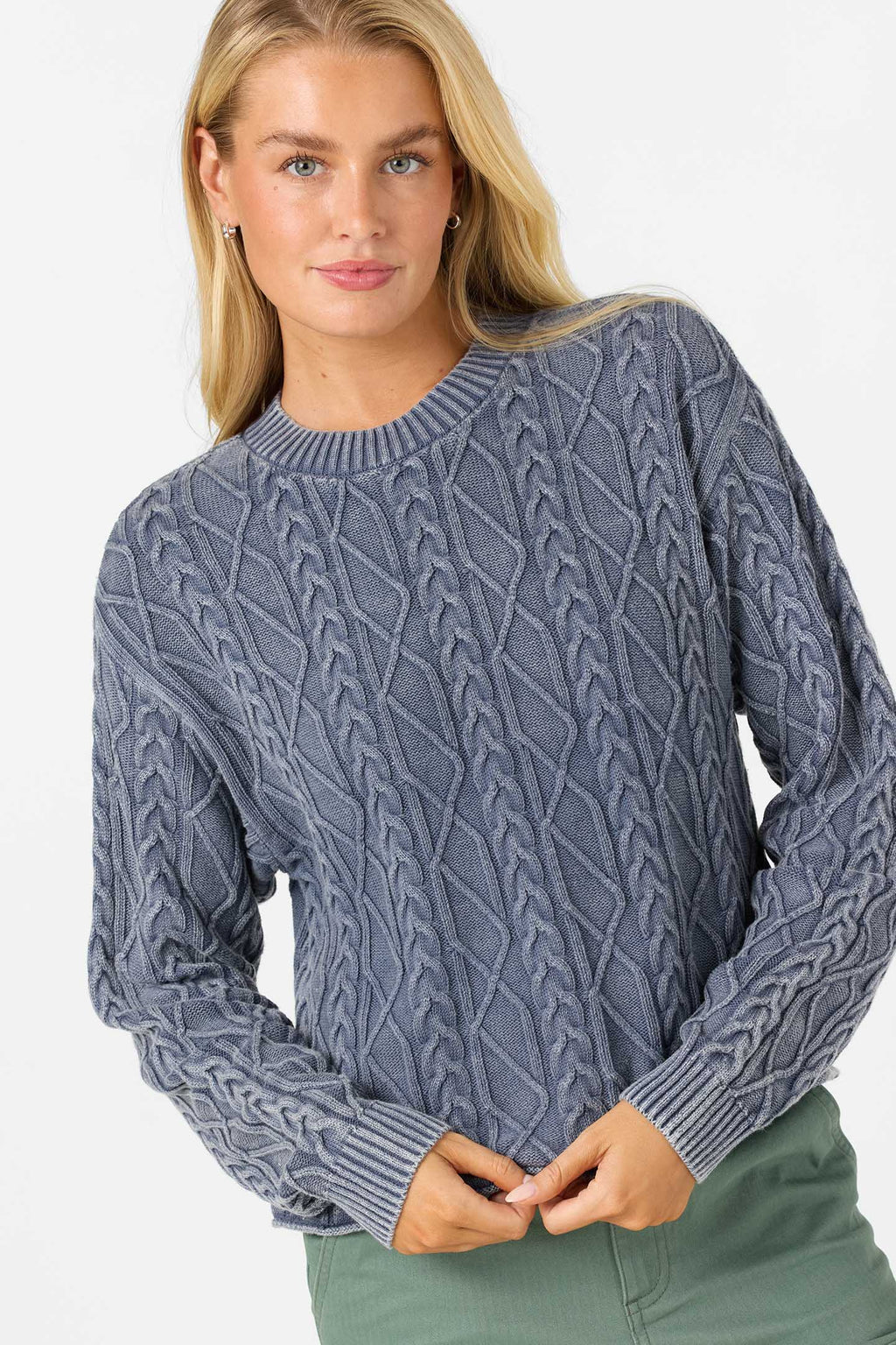 O'Neill O'Riginals Misha Cable Knit Long Sleeve Sweater | Nightshadow Blue
