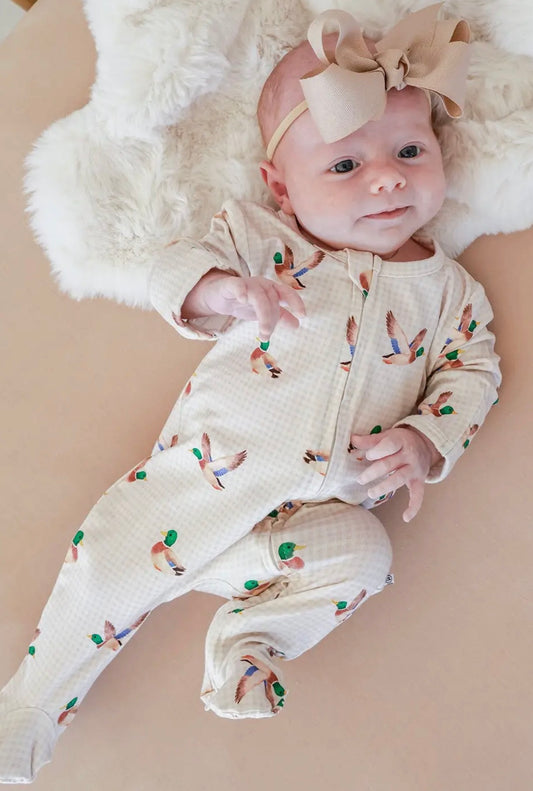Little Mallard Bamboo Zipper Footie | 0-3m