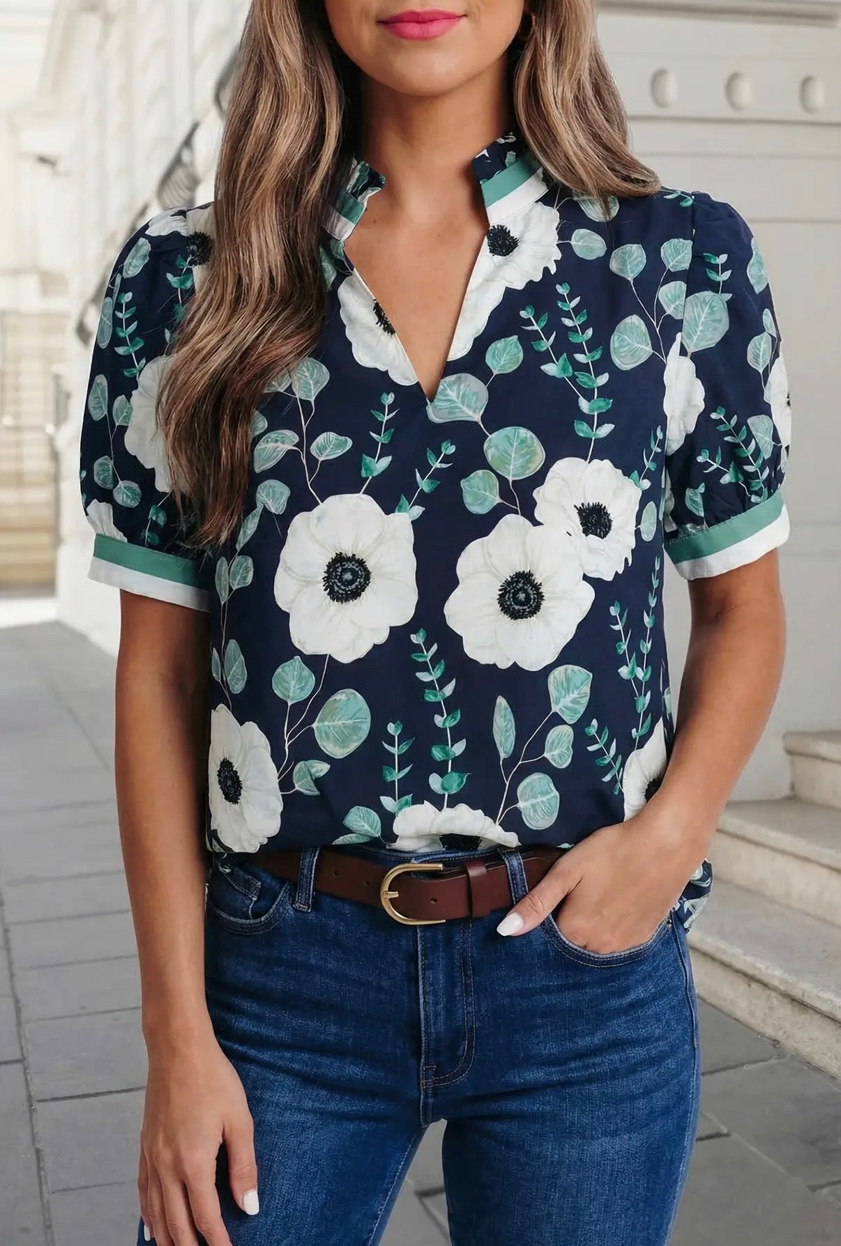 Midnight Botanical Blouse