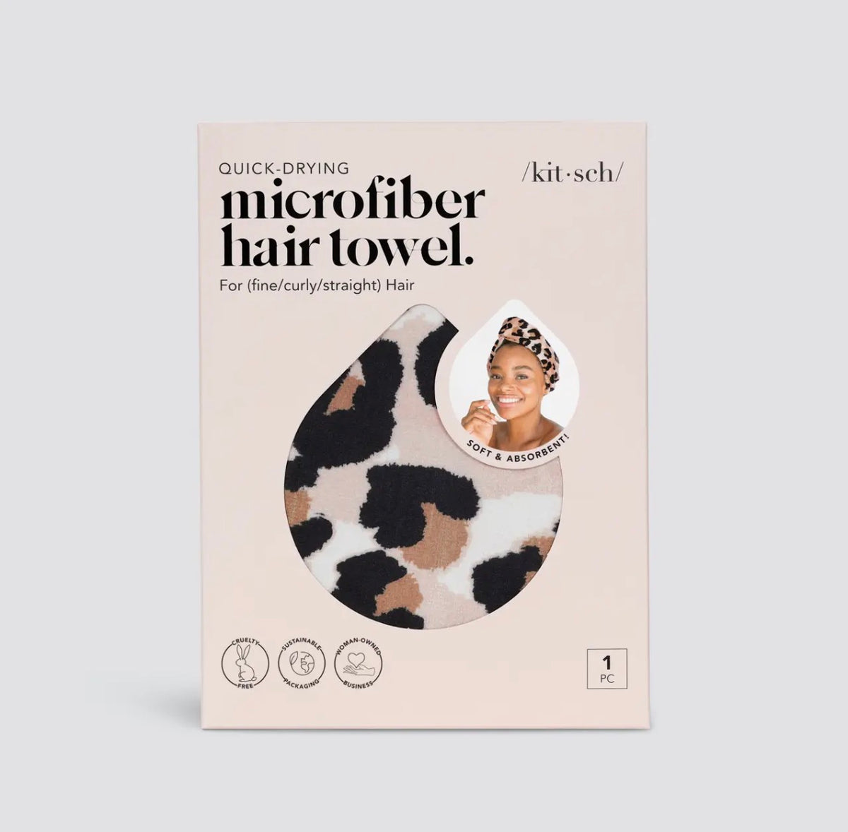Kitsch Quick Dry Hair Towel | Leopard