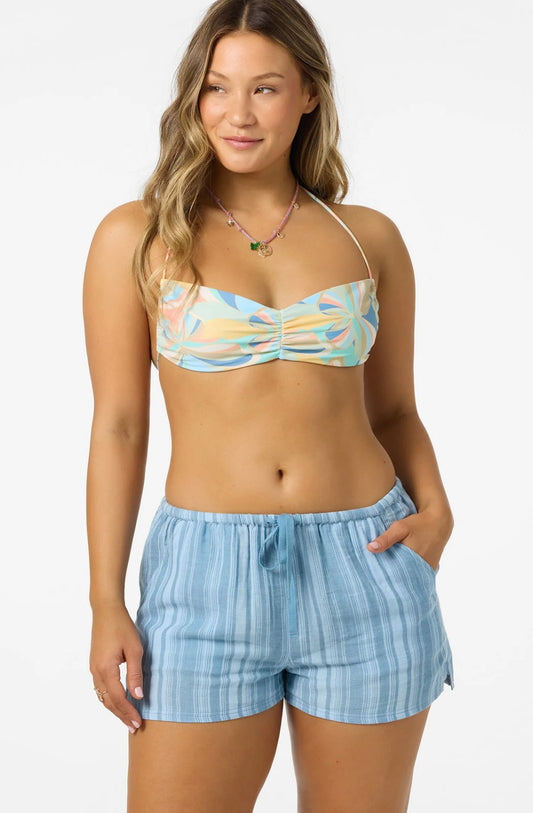 O’Neill Brenda Waves Stripe Beach Shorts | Chambray Blue