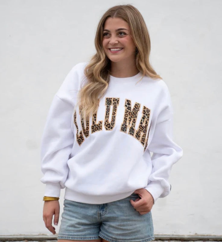 Lulu Mac Sweatshirt | White w/ Leopard