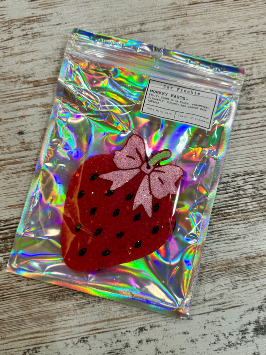Car Freshie Monkey Farts Strawberry Bow