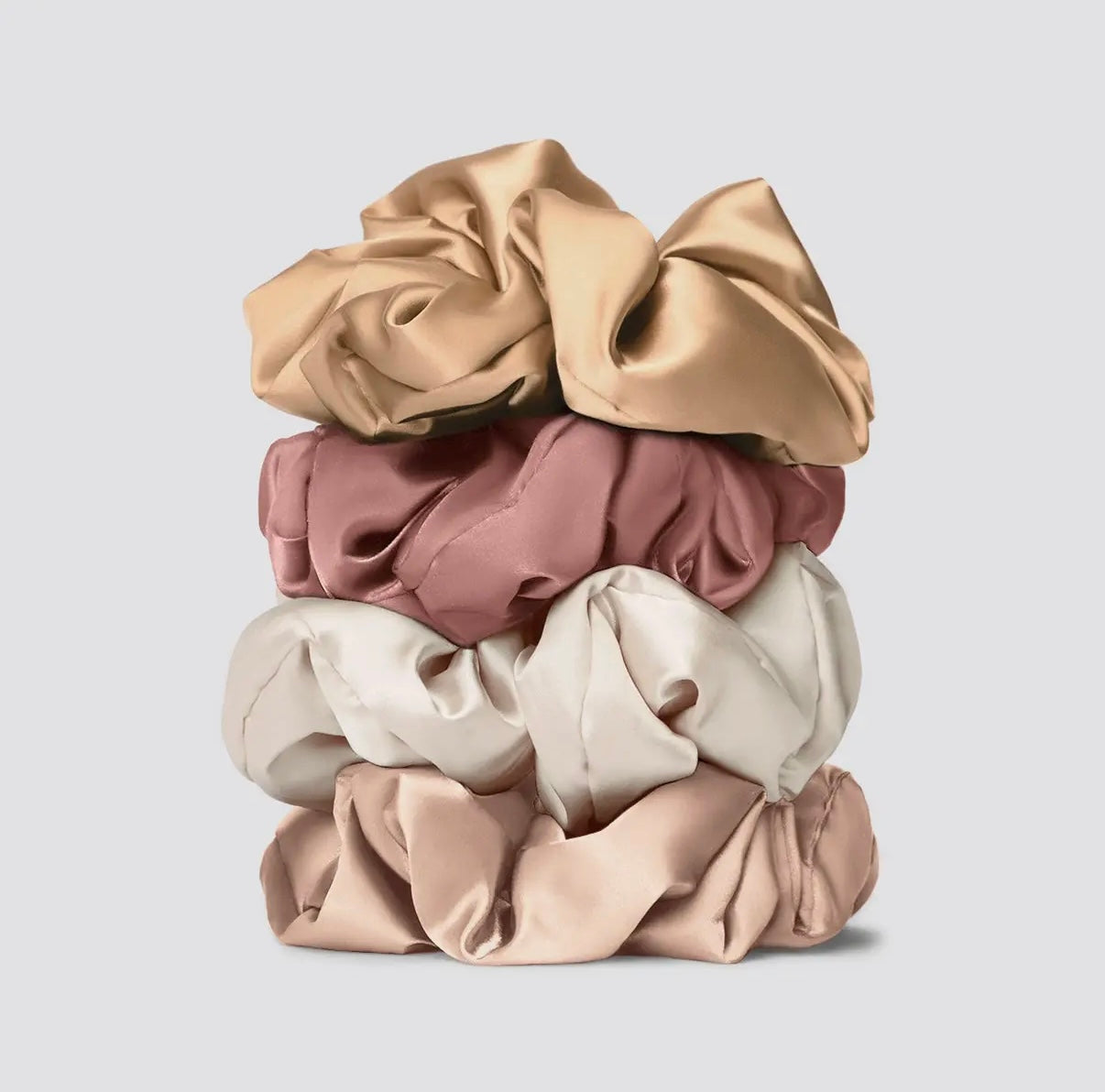 Kitsch Pillow Scrunchies in Satin 4pc | Blush