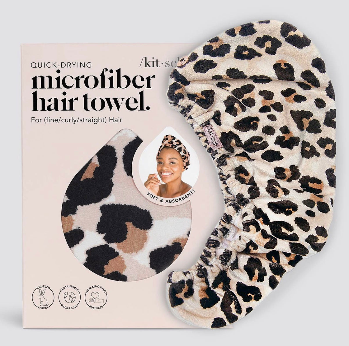 Kitsch Quick Dry Hair Towel | Leopard