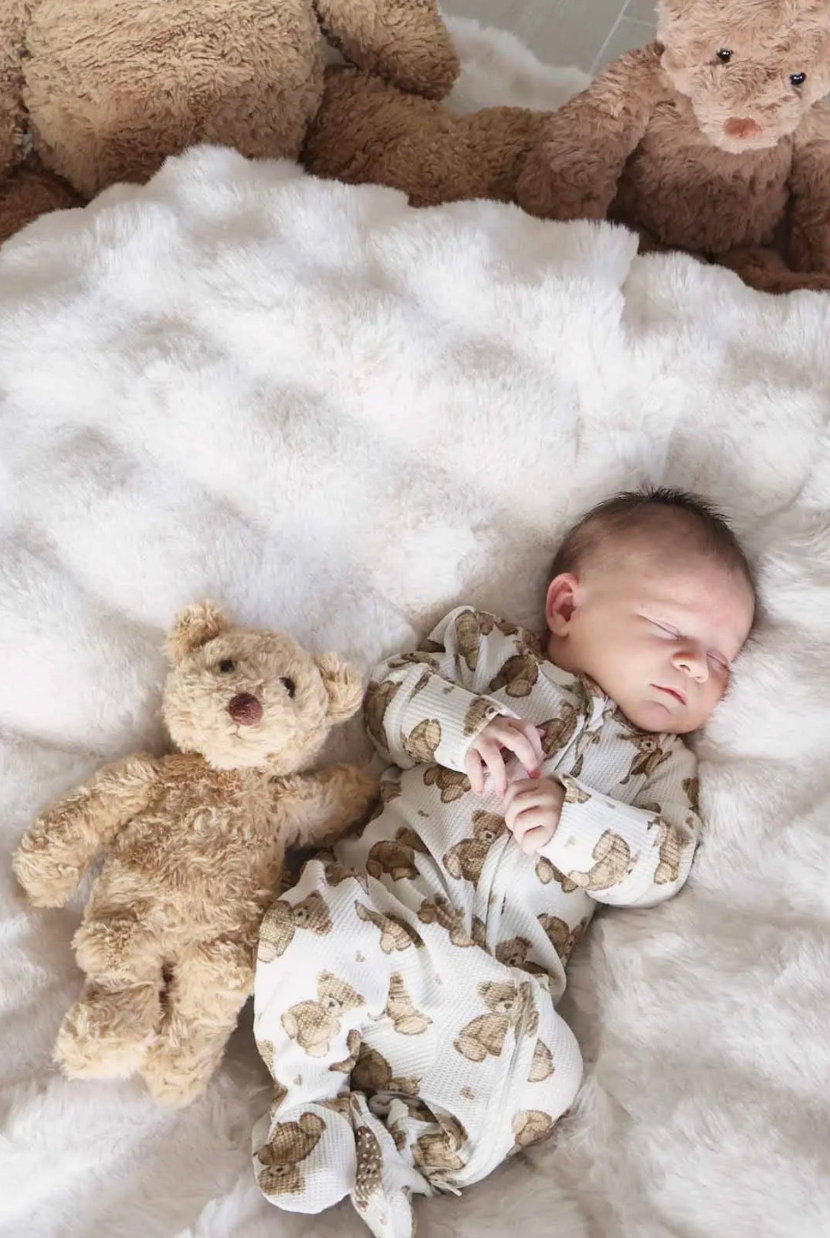 Beary Sweet Bamboo Waffle Zipper Footie