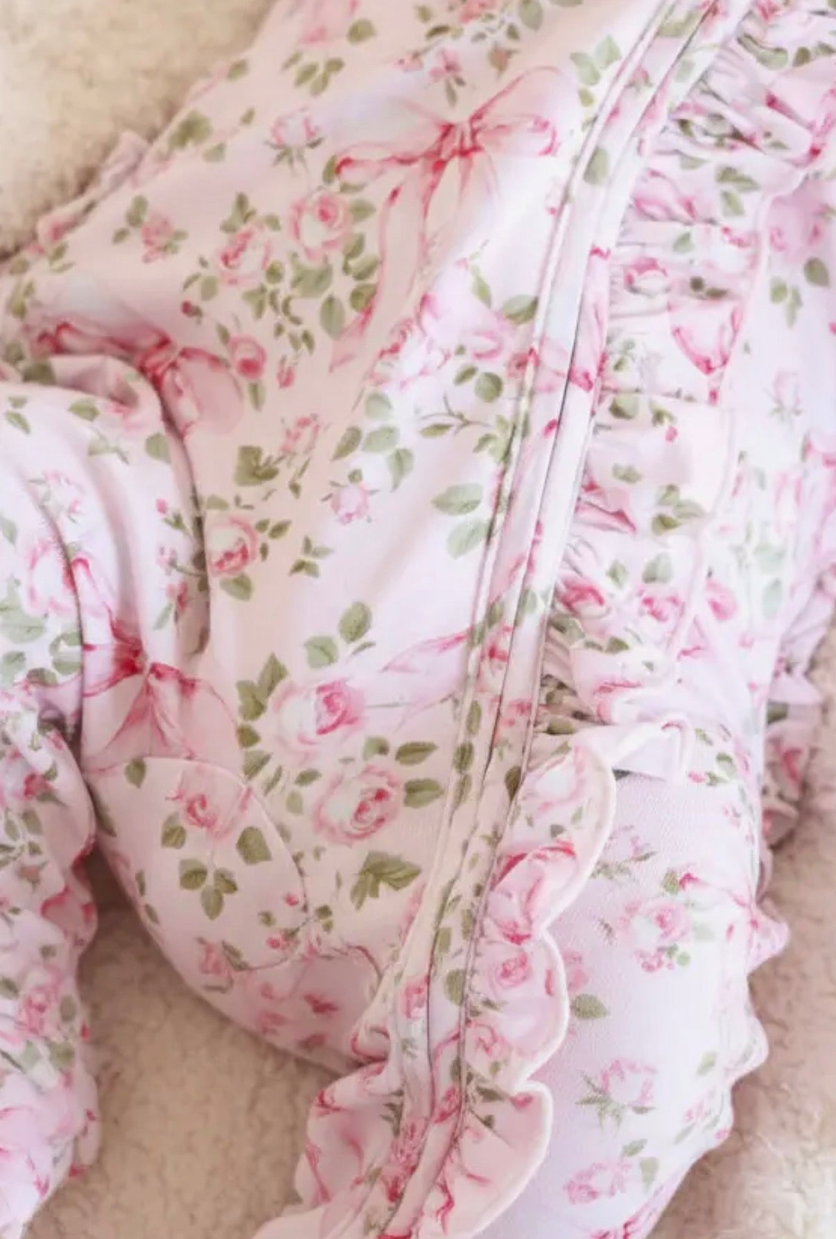 Bows In Bloom Ruffle Zipper Footie | 0-3m