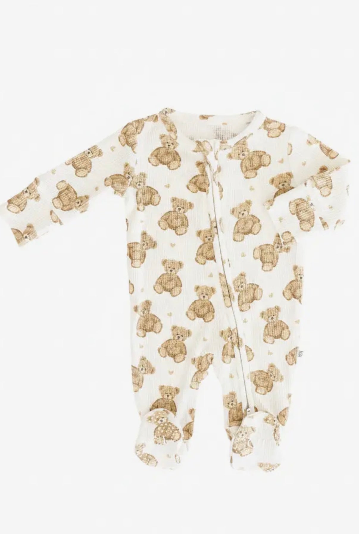 Beary Sweet Bamboo Waffle Zipper Footie