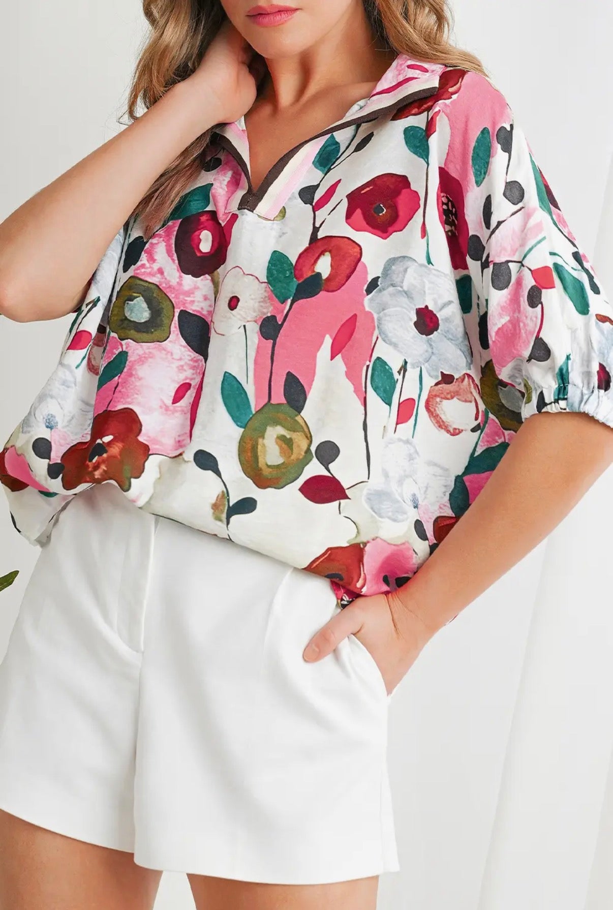 Missy Pink Floral Blouse