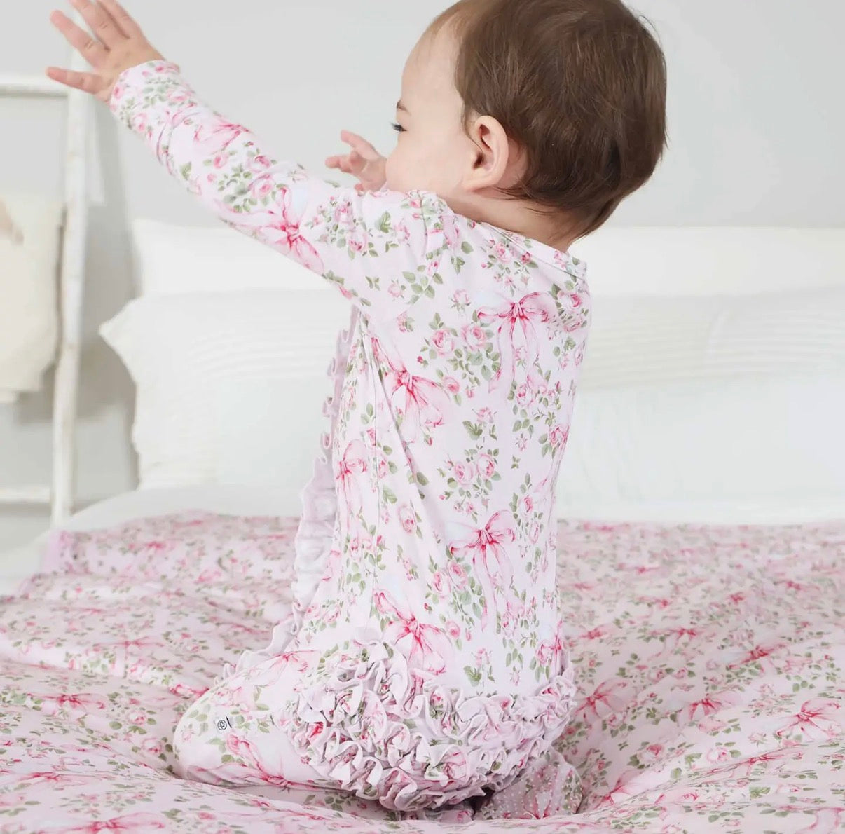 Bows In Bloom Ruffle Zipper Footie | 0-3m