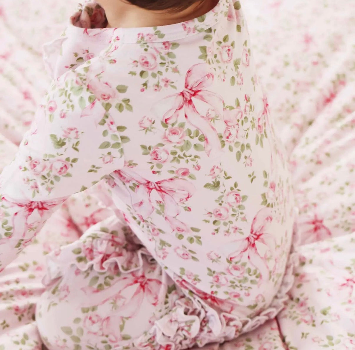 Bows In Bloom Ruffle Zipper Footie | 0-3m