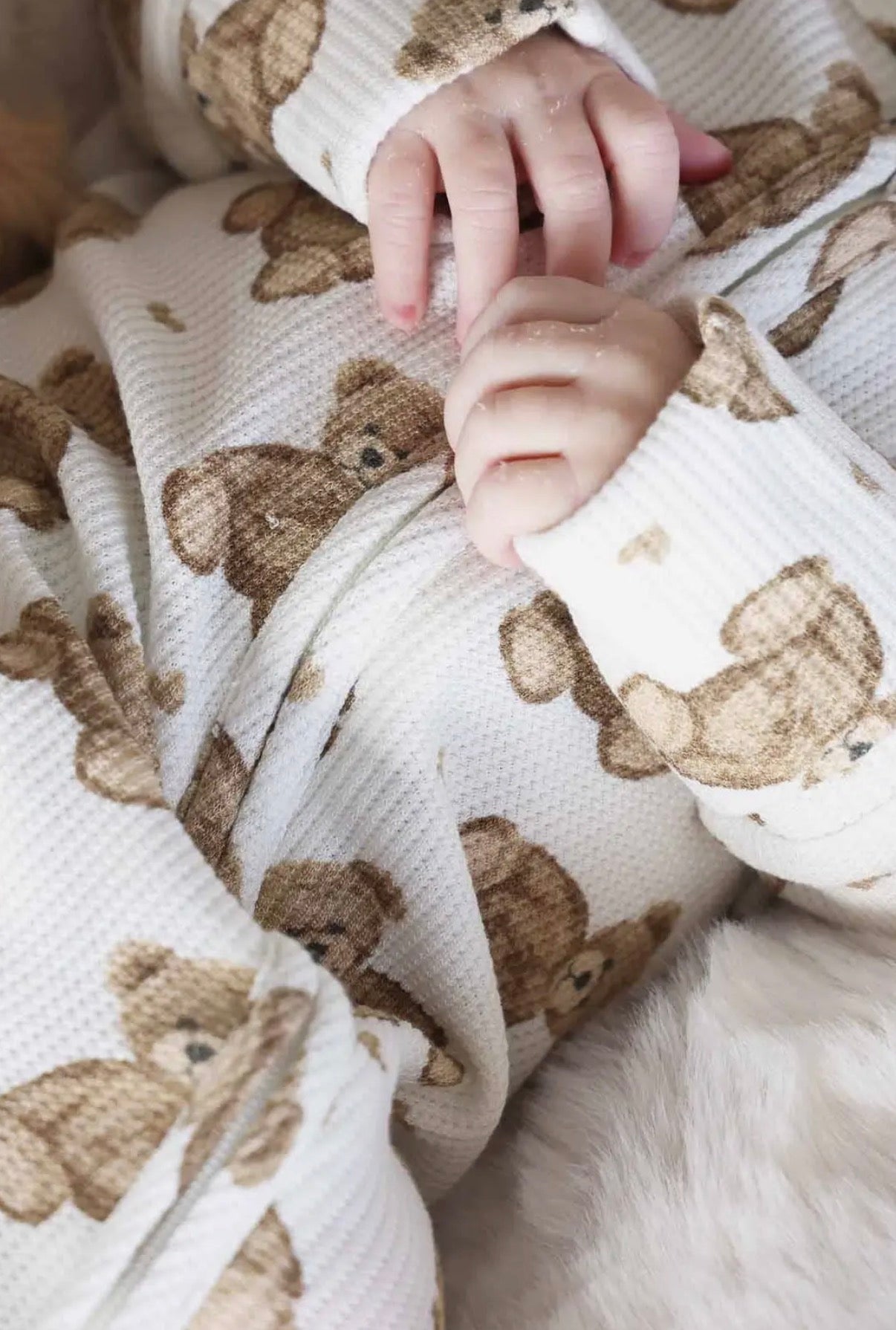 Beary Sweet Bamboo Waffle Zipper Footie