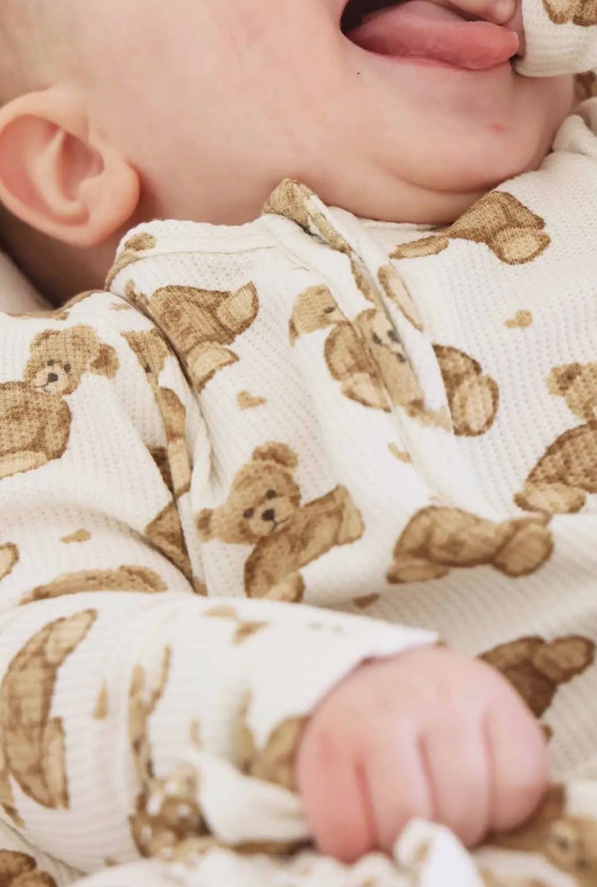 Beary Sweet Bamboo Waffle Zipper Footie