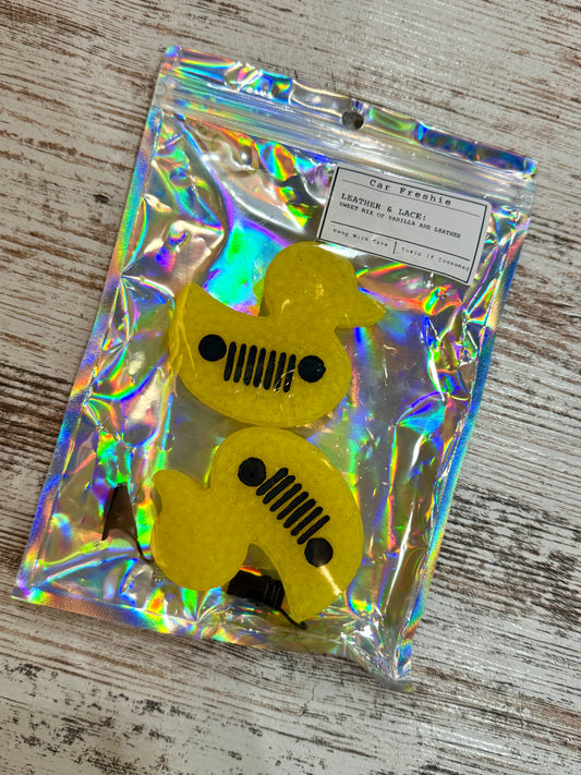 Car Freshie Leather & Lace Jeep Duck Vent Clips