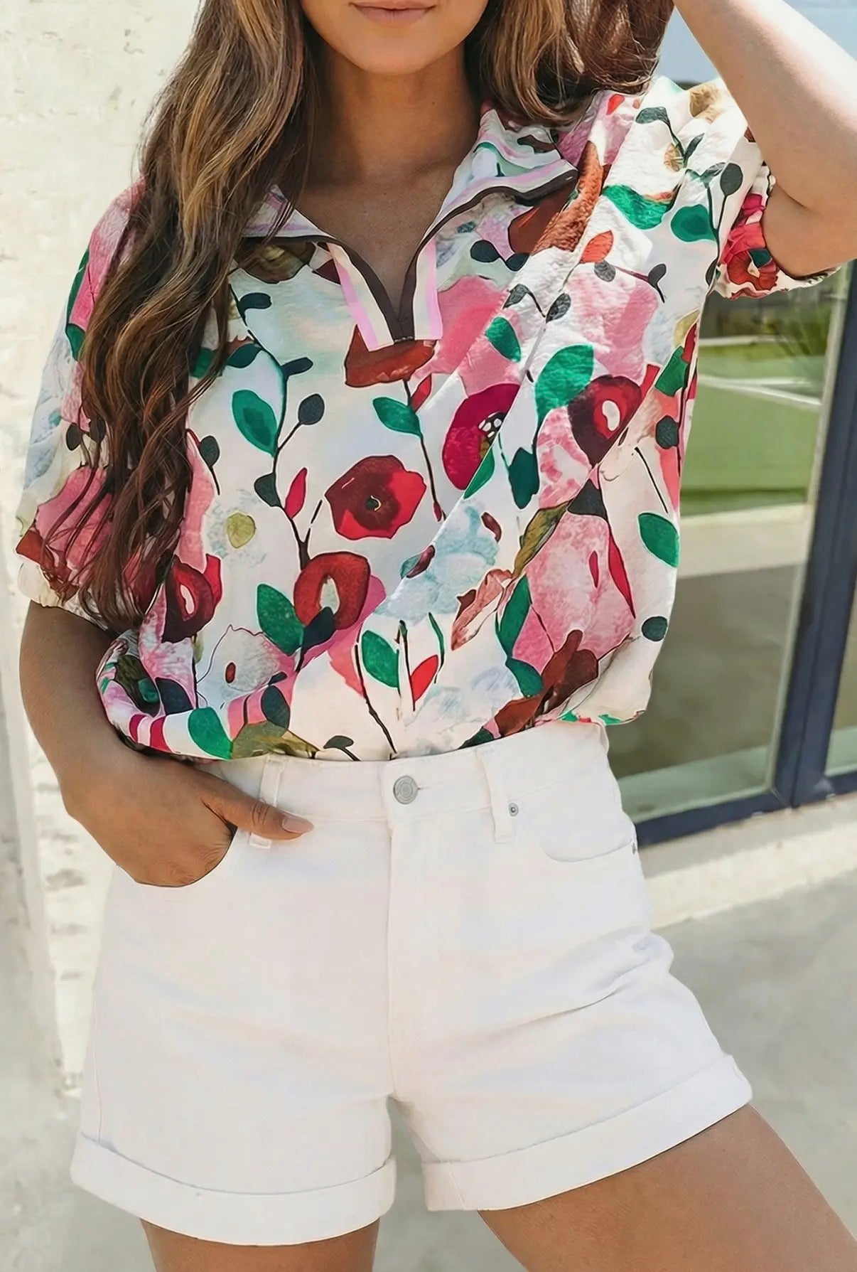 Missy Pink Floral Blouse