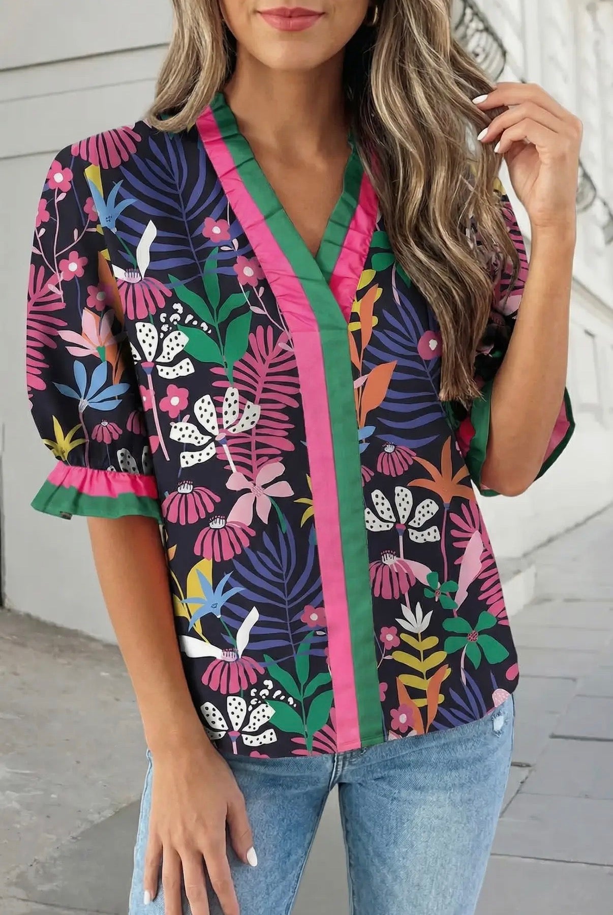 Summer Blossomed Frilled Blouse