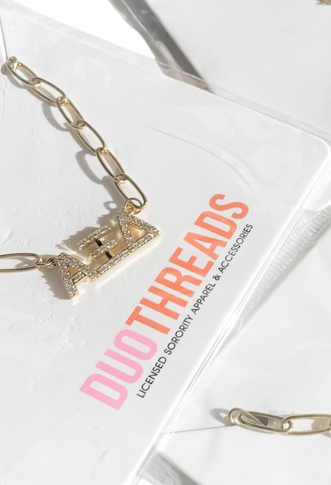Greek Rhinestone Necklace