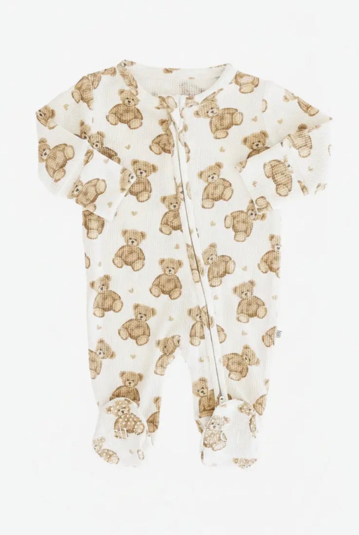 Beary Sweet Bamboo Waffle Zipper Footie
