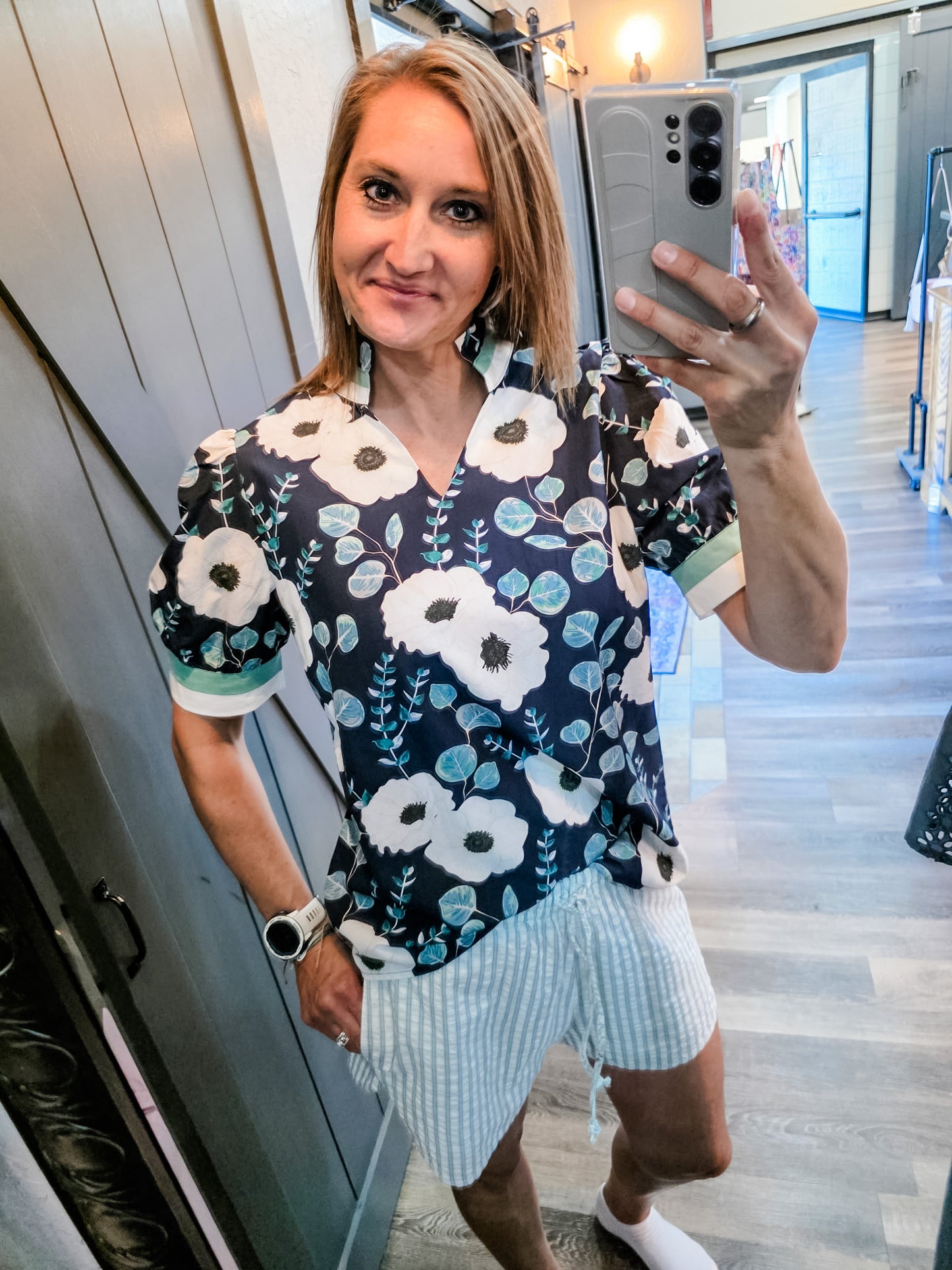 Midnight Botanical Blouse