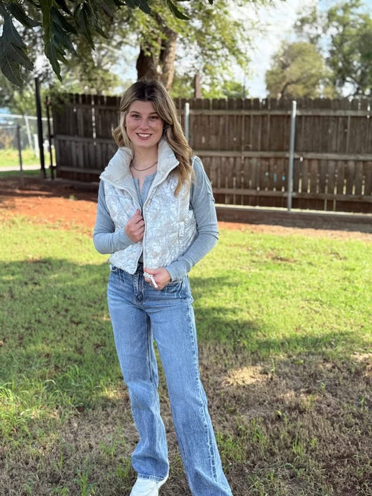 White Camo Puffer Vest