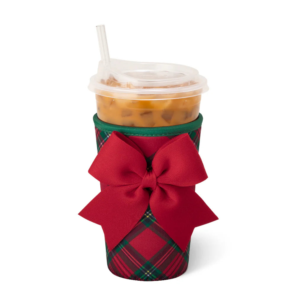 Swig Christmas Plaid Medium Iced Cup Coolie